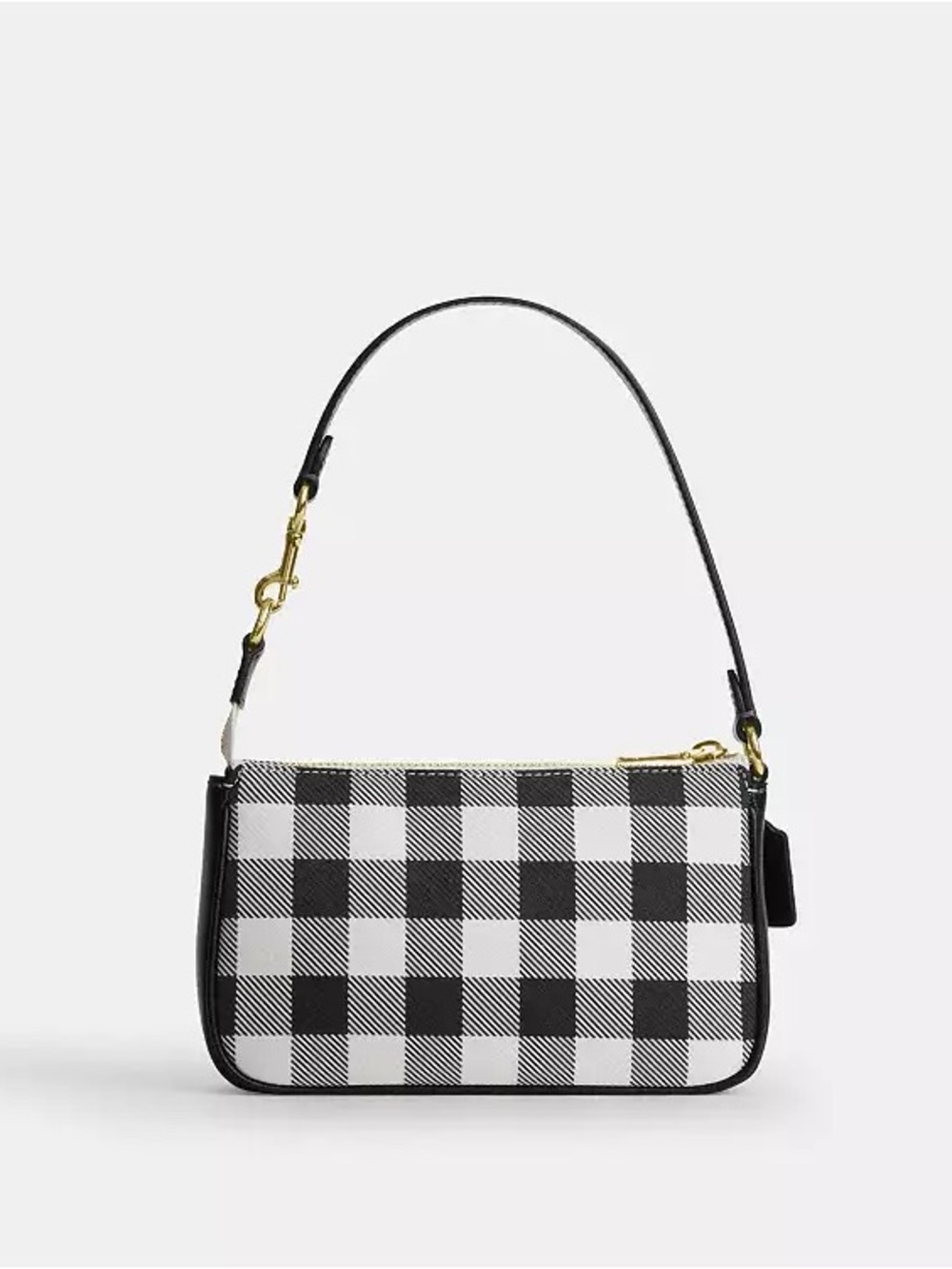 New Coach Black and White Gingham Nolita 19 Bag with Cherry Charm - Picture 6 of 10